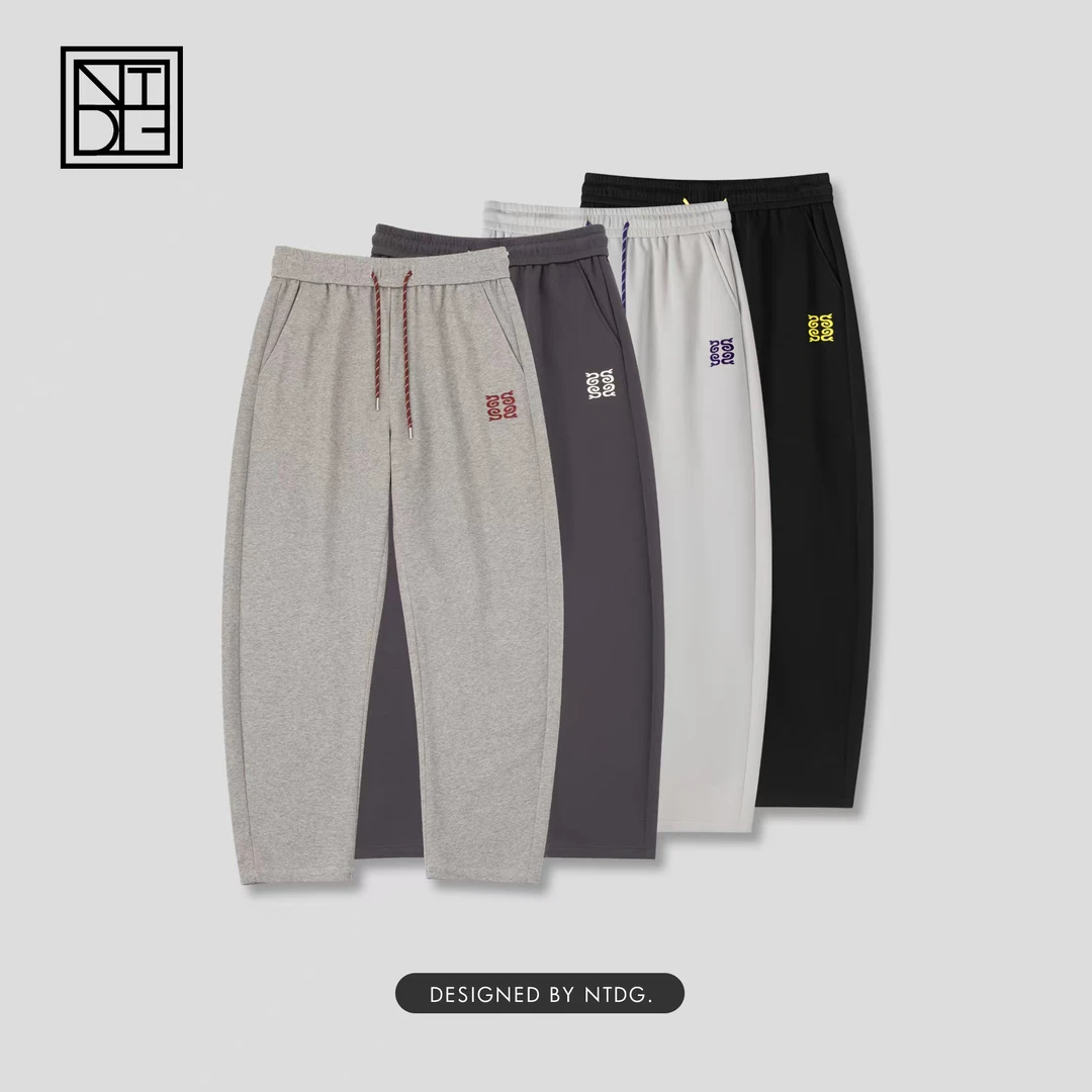 2025春夏新款简约休闲宽松弯刀刺绣抽绳卫裤男 GFR-343