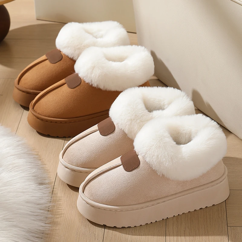 厚底冬靴鞋包跟美拉德棉鞋女士冬天外穿拖鞋室内家居家用防滑保暖