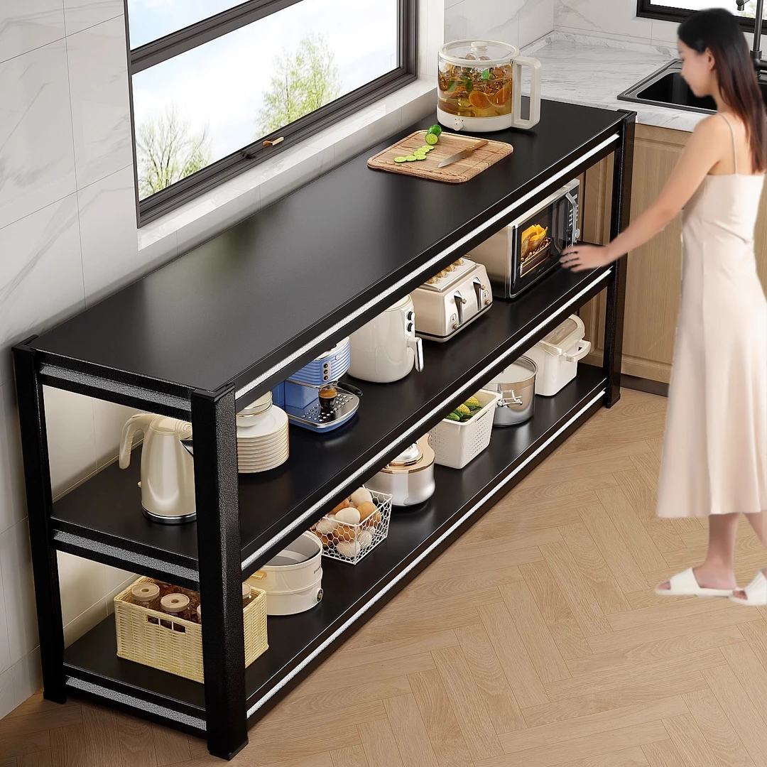 厨房置物架延长台面切菜工作台落地多层收纳微波炉多功能家用橱柜