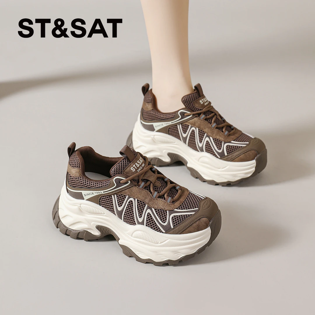 星期六厚底老爹鞋女款2025新款秋季爆款百搭运动鞋银色女士休闲鞋