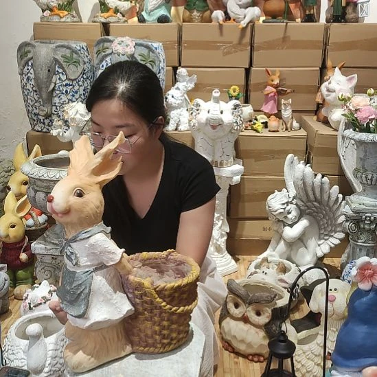 合成树脂树脂拖筐兔花盆一个