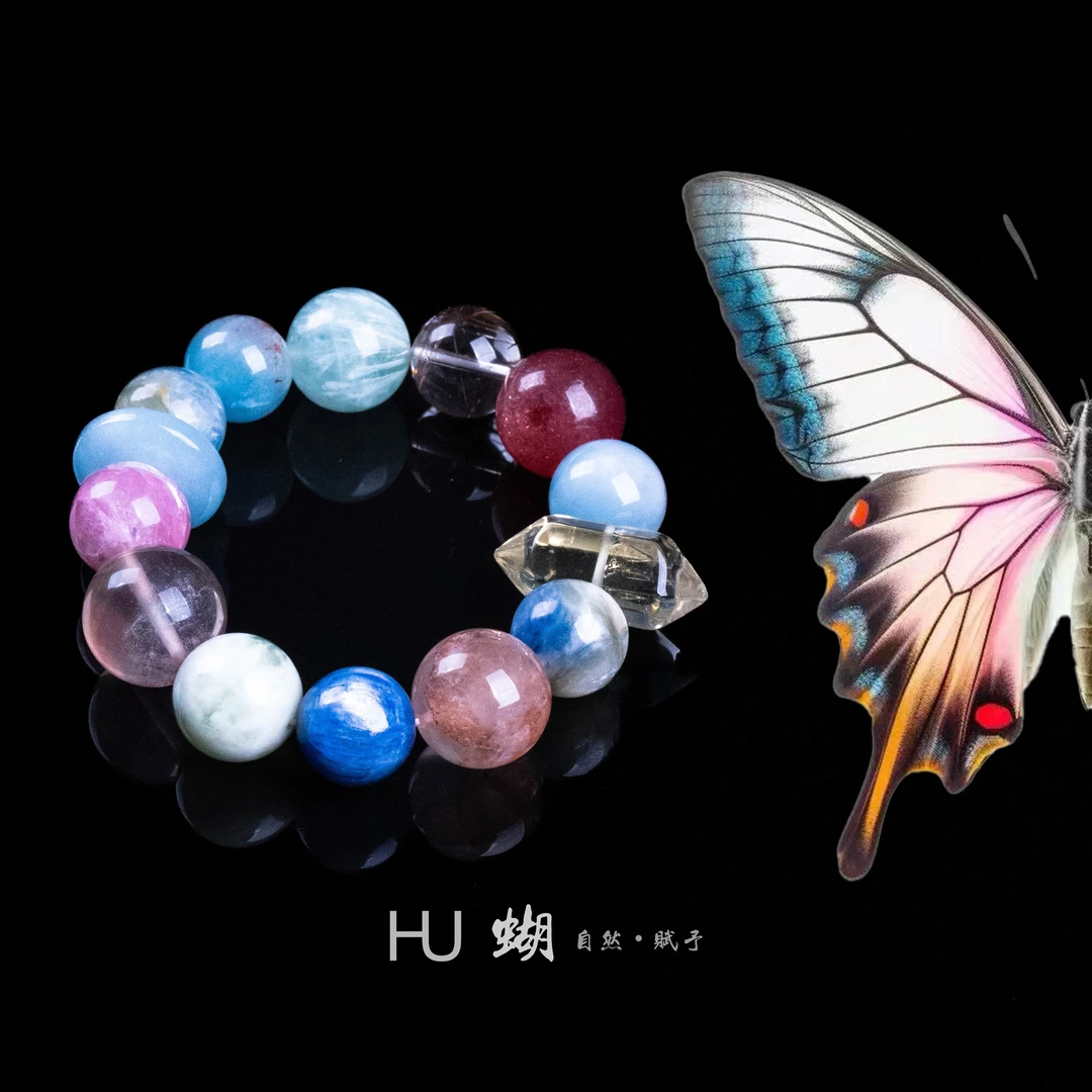 HU蝴|孤品款 红铜发晶 魔晶宙斯 绿羽毛