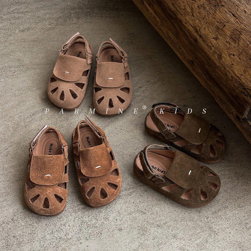 夏季款儿童英伦复古凉鞋男女宝宝凉拖小童包头沙滩鞋韩版透气耐磨