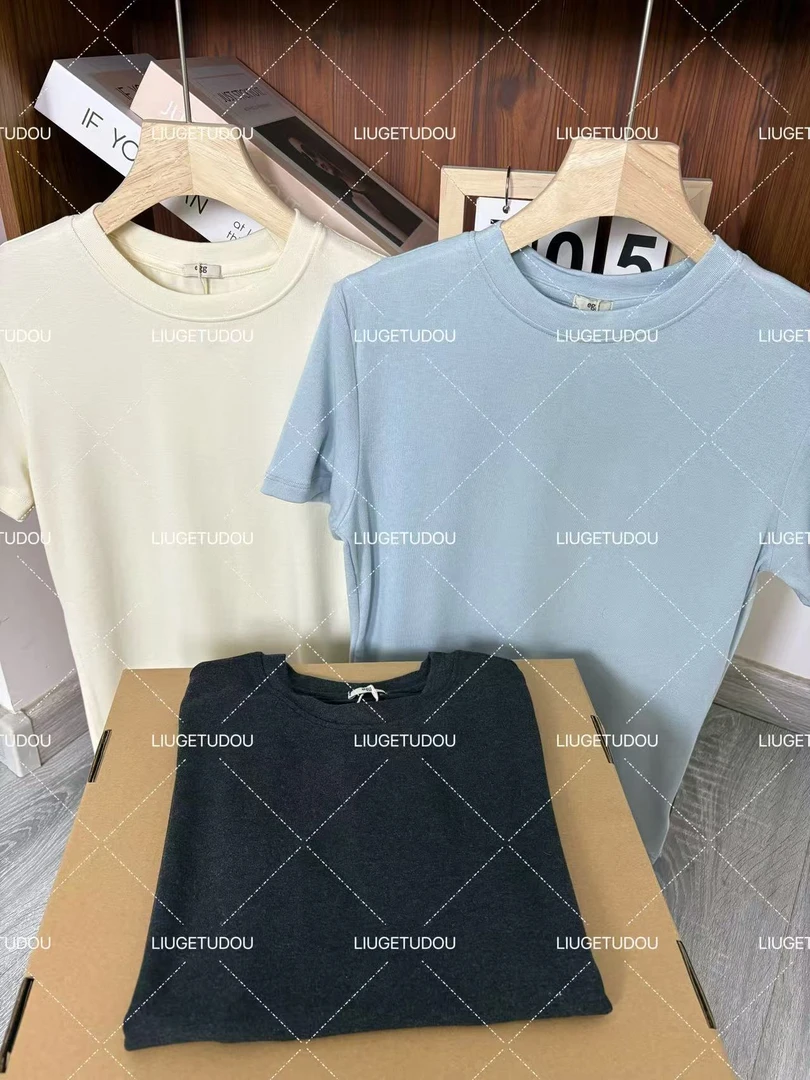 蛋家新款赛羊绒T恤亲肤柔软短袖显瘦纯色基础百搭半袖东大门