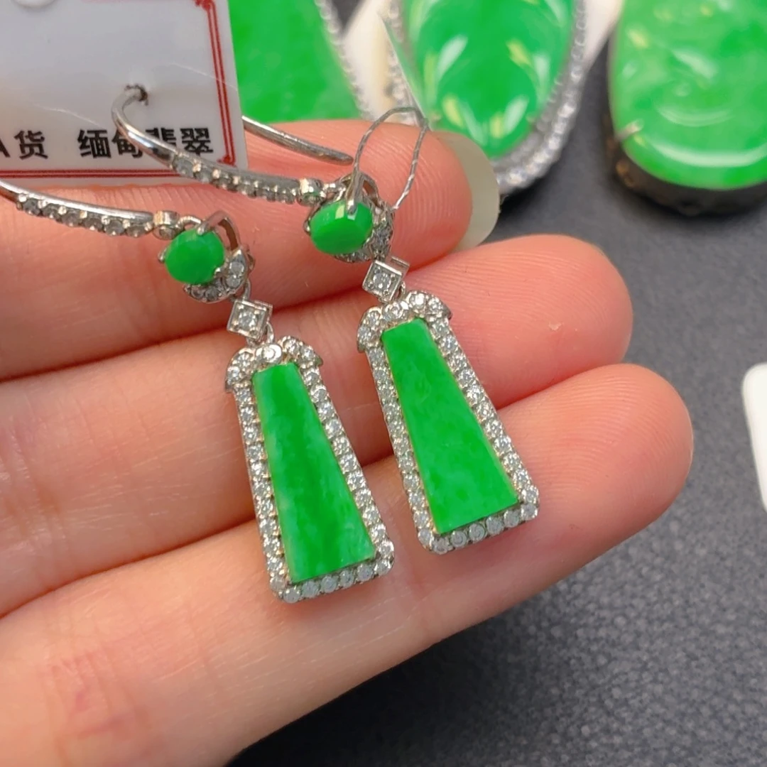 翡翠银S925镶嵌吊坠(不含链)耳坠