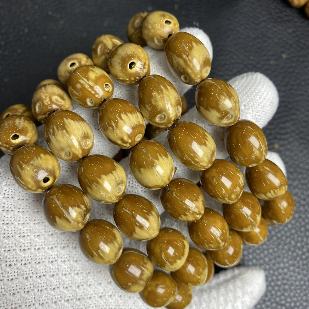 花皮紫金鼠菩提手串原皮原色枣型珠卡12 A491