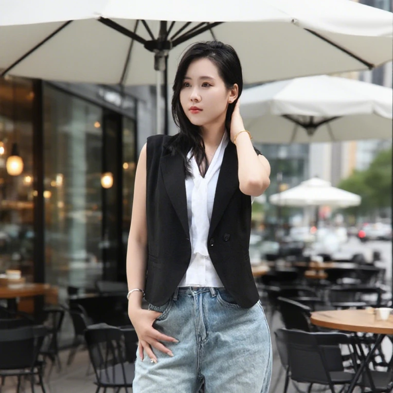 时尚西装马甲背心外套2025韩版春秋无袖新款女士洋气西服坎肩