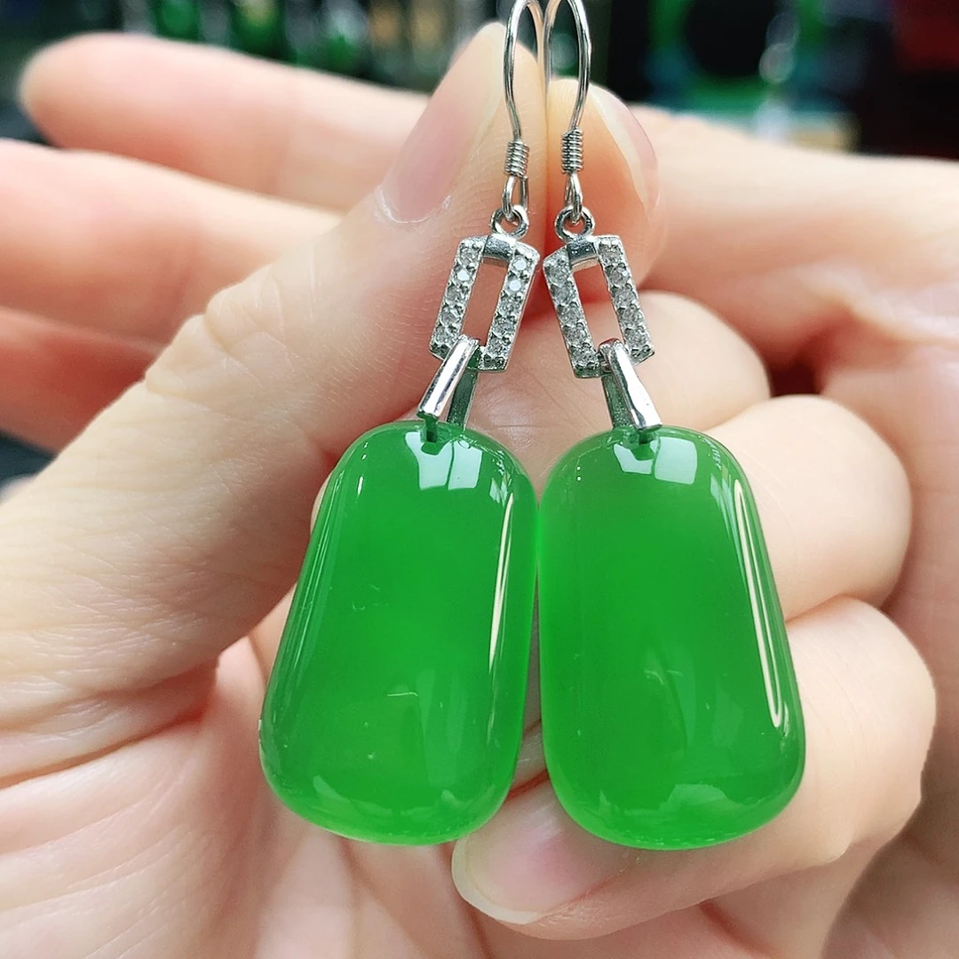 玛瑙/玉髓耳钉银S925镶嵌