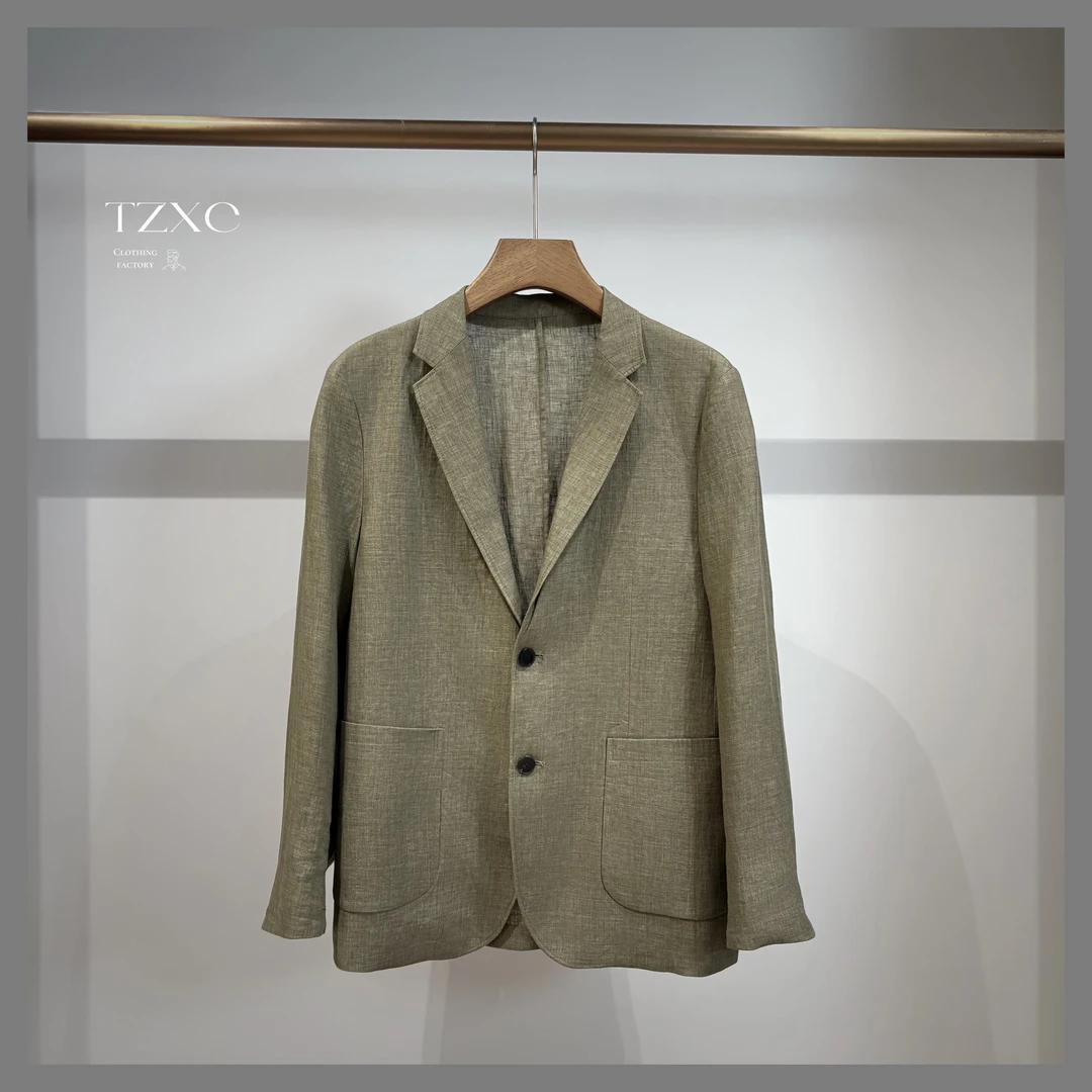 【79115-YL】高奢男装 2025早春新品简约亚麻休闲时尚男士西服