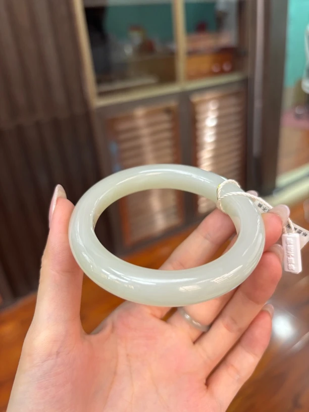 072701yx和田玉青海料浅晴水手镯约57圈口