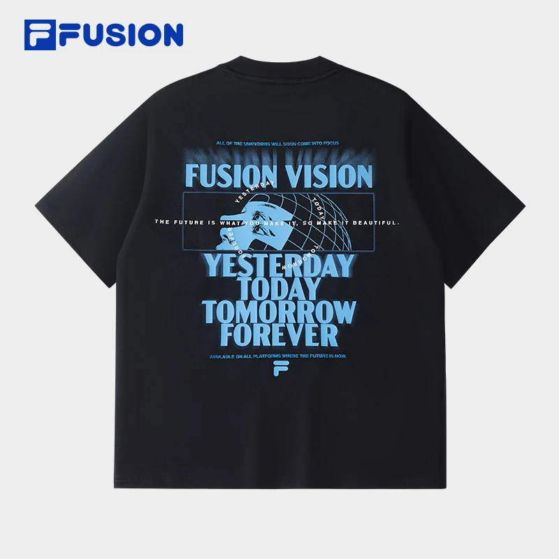 Fila/斐乐情侣装夏季新款宽松印花圆领短袖中性款休闲潮流半袖t恤