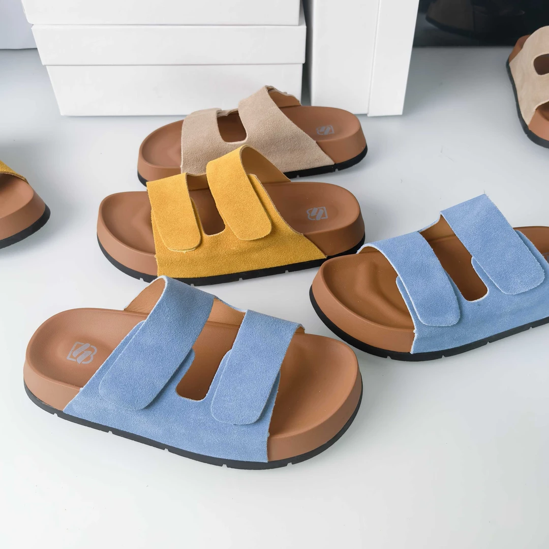 夏季新款女外穿百搭魔术贴平底舒适时尚一字拖凉鞋休闲露趾女款