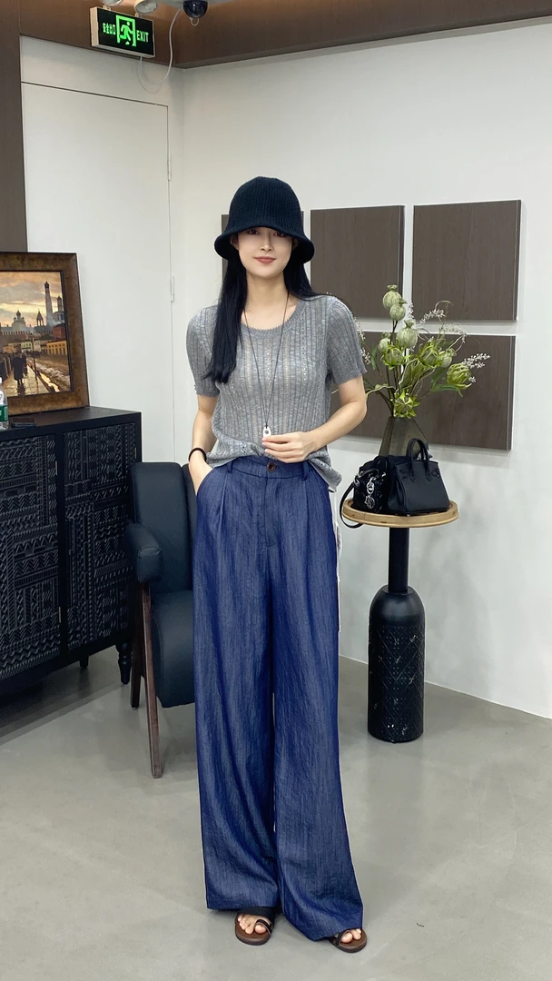 杨杨 曦XI-(治愈针织)镂空针织百搭高品质飞袖衫/25002短袖款