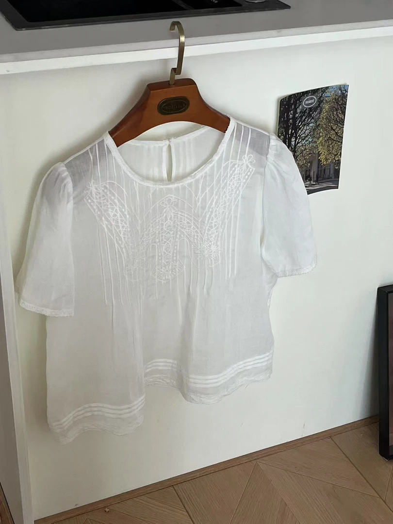 「Too·白色梦境」2025夏季新款法式刺绣气质小衫