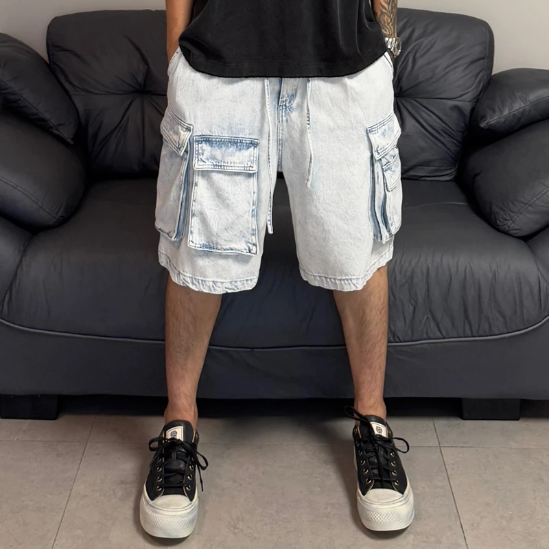郑郑郑NEIQ店做旧重水洗牛仔多口袋短裤时尚休闲百搭宽松夏季复古