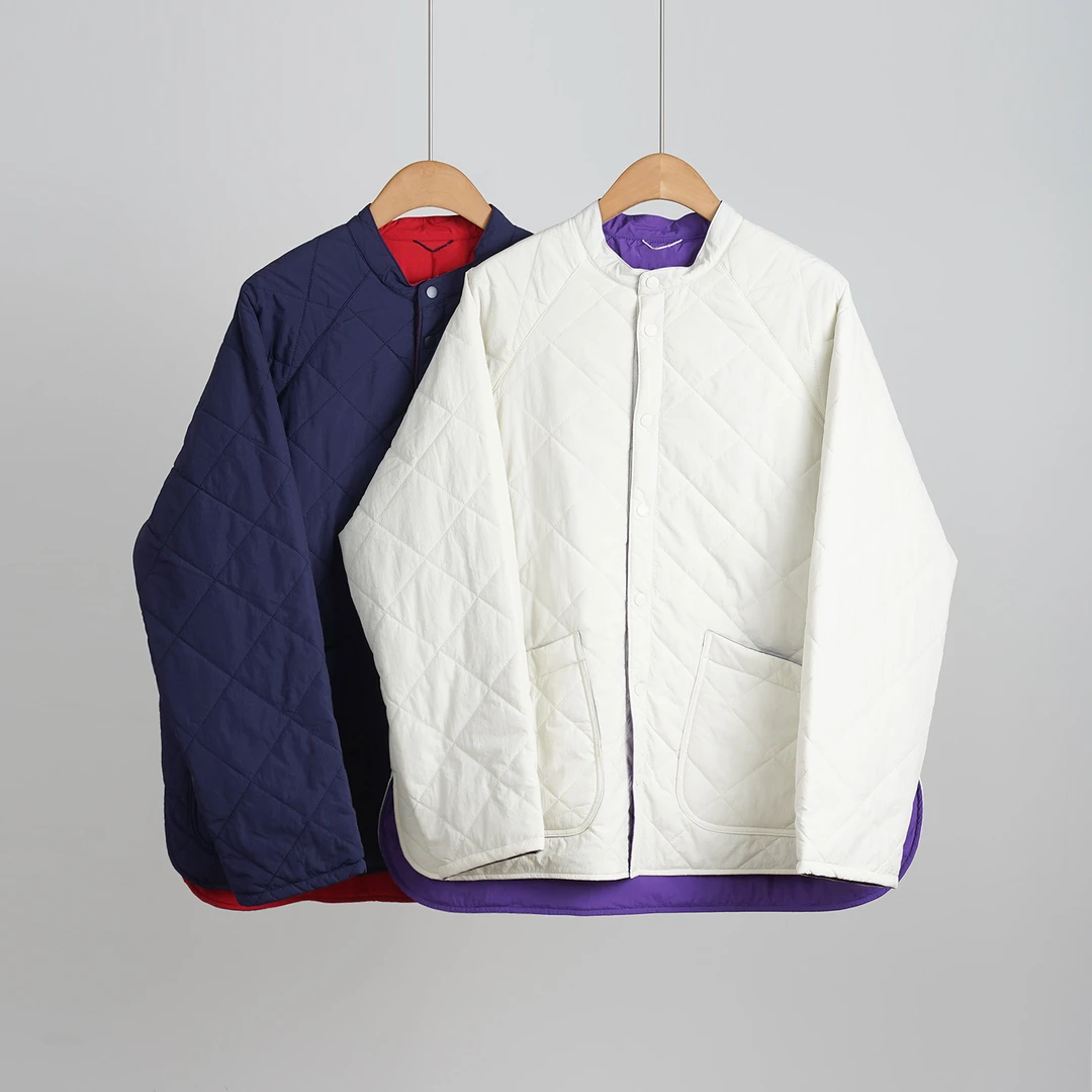 芬兰单菱形格双面穿立领女士外套（252182）2355