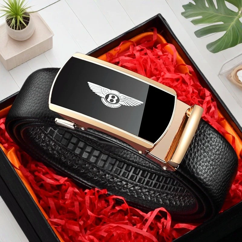 2025新款光面皮带男士自动简约风腰带男款男士中年时尚韩版裤带