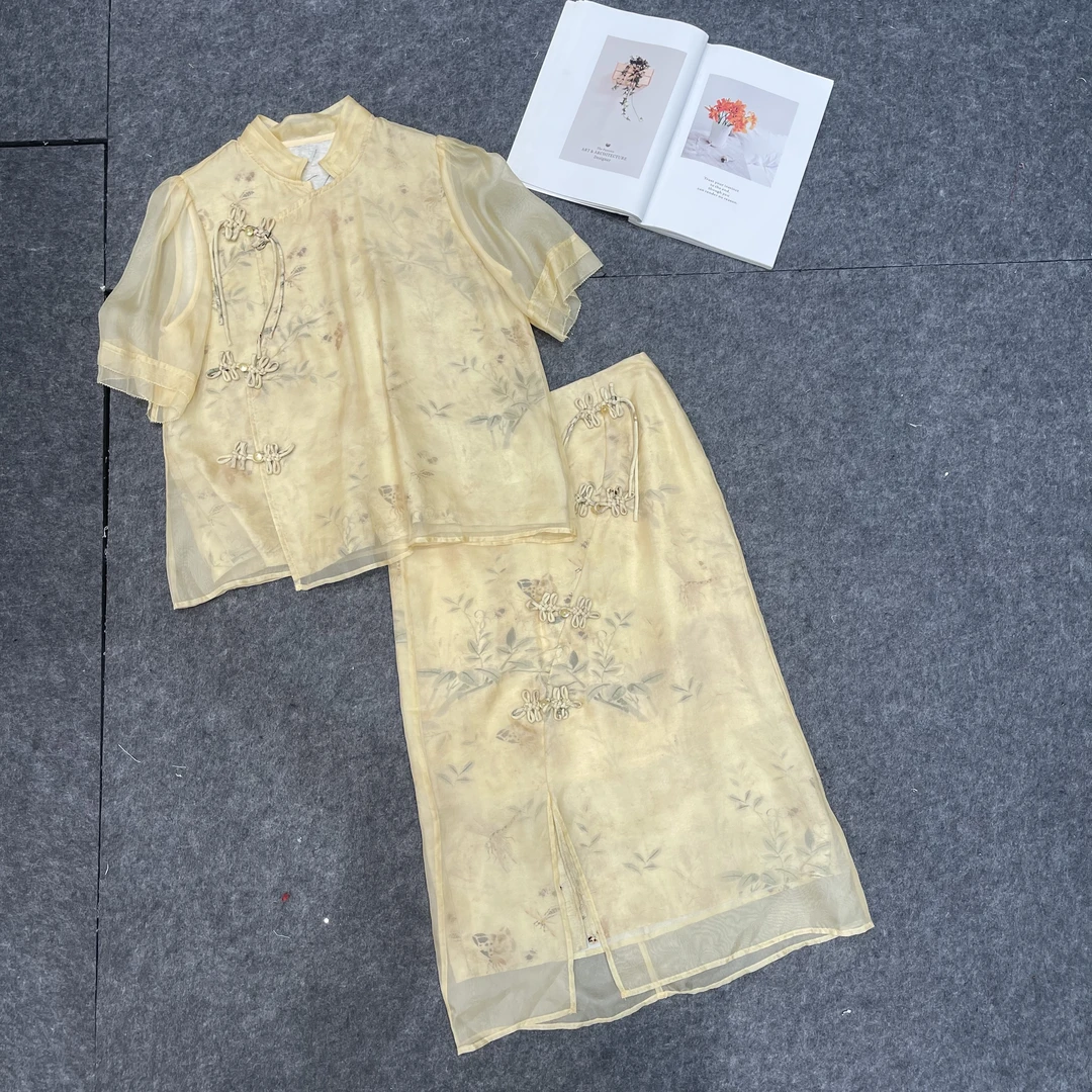 【南油张贝贝】25S新款小众设计感重工盘扣气质休闲套装23S198