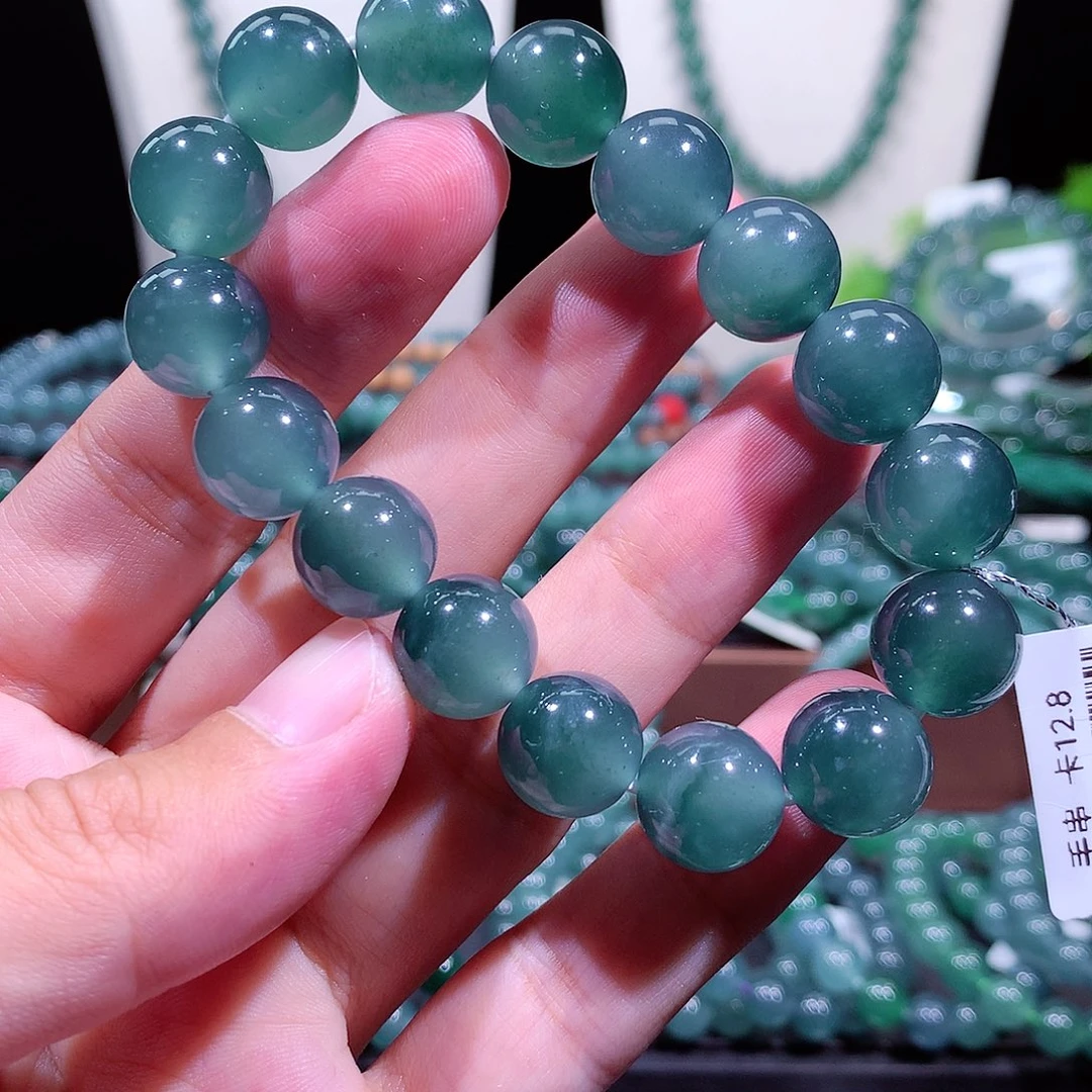 翡翠未镶嵌手链天然a货翡翠手串12.8