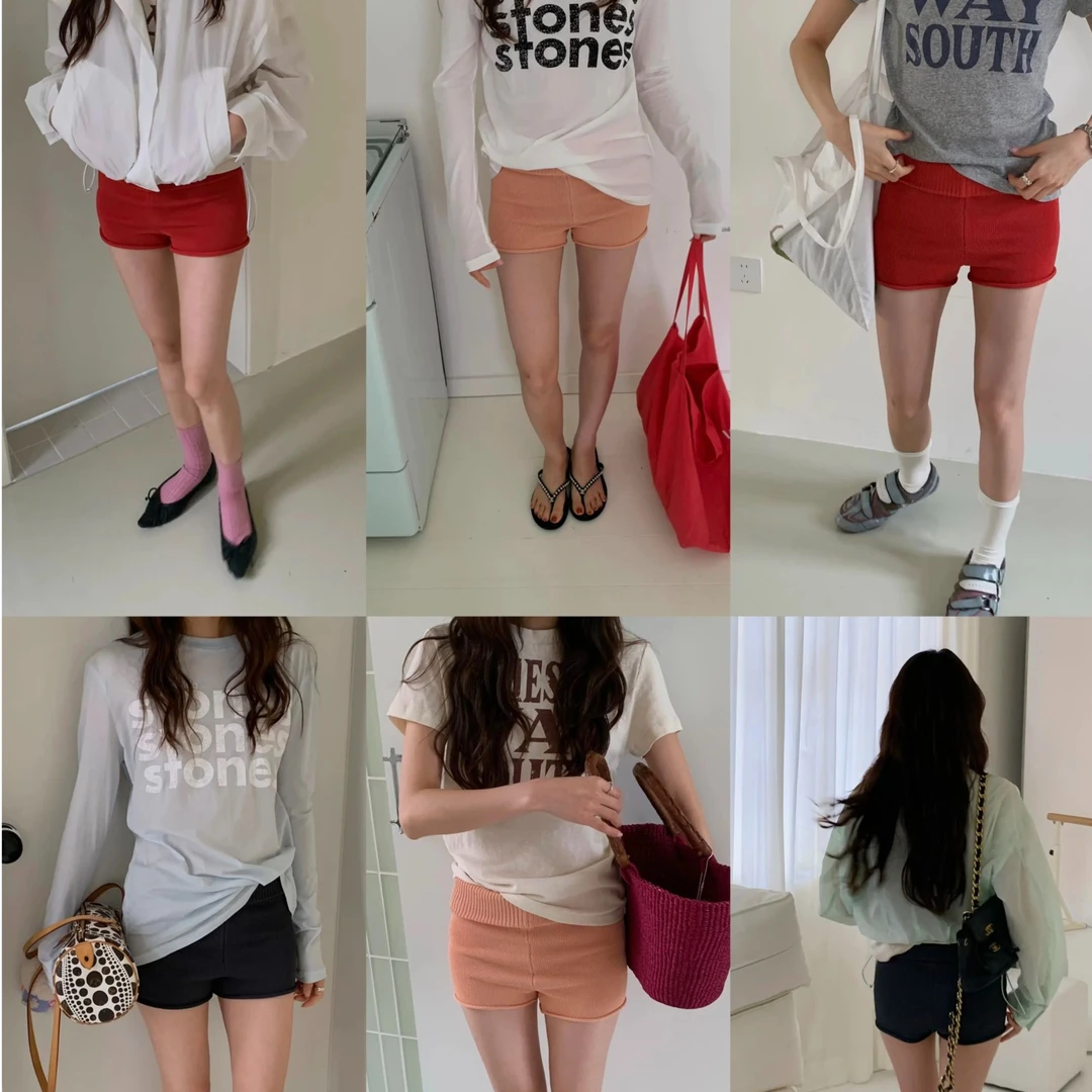 LILUSHOP【5.31 10:00新品】针织双曲纱线弹力夏季冰凉感热裤