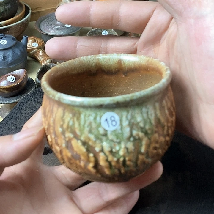 杯手工粗陶、柴烧茶器
