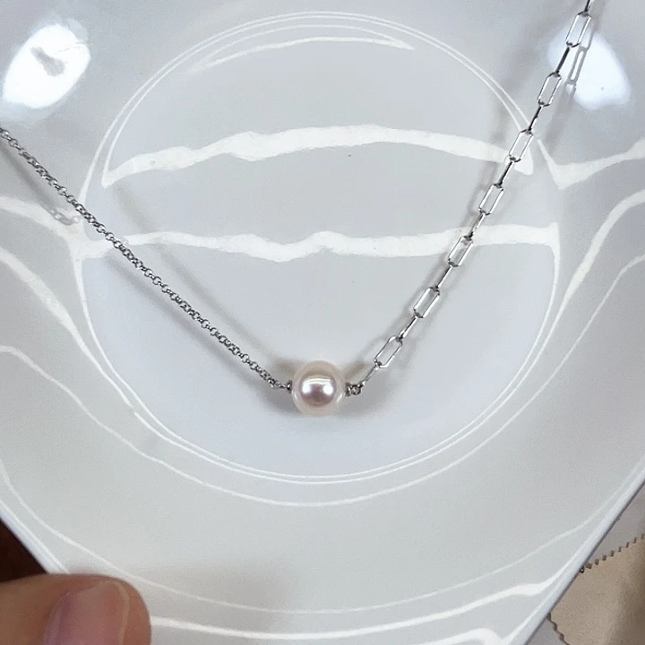 淡水珍珠银S925镶嵌颈饰