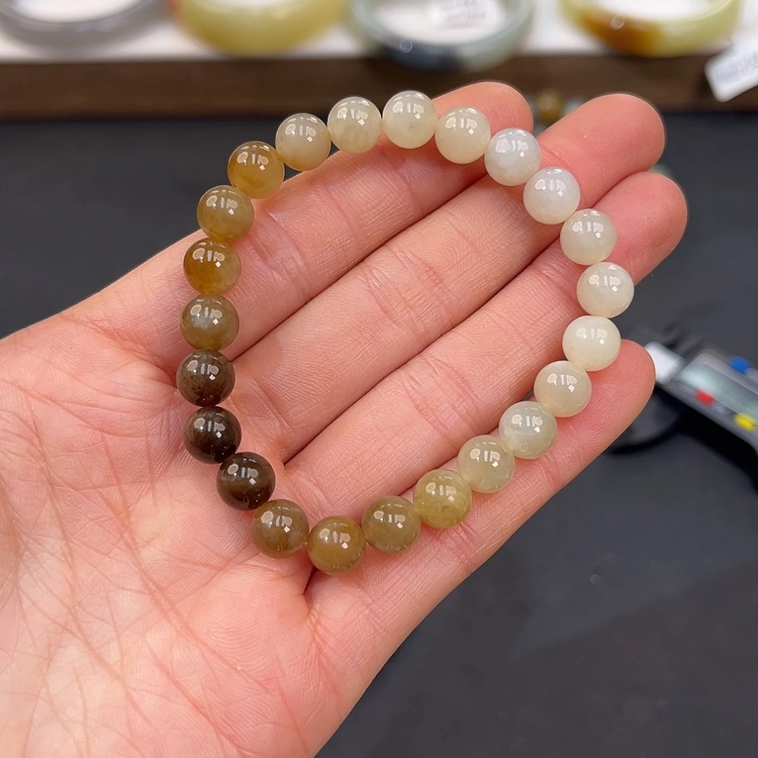 和田玉未镶嵌手镯且末渐变糖