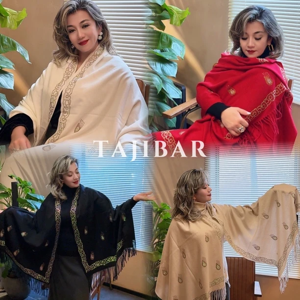 TAJIBAR 新款烫钻羊绒披肩围巾