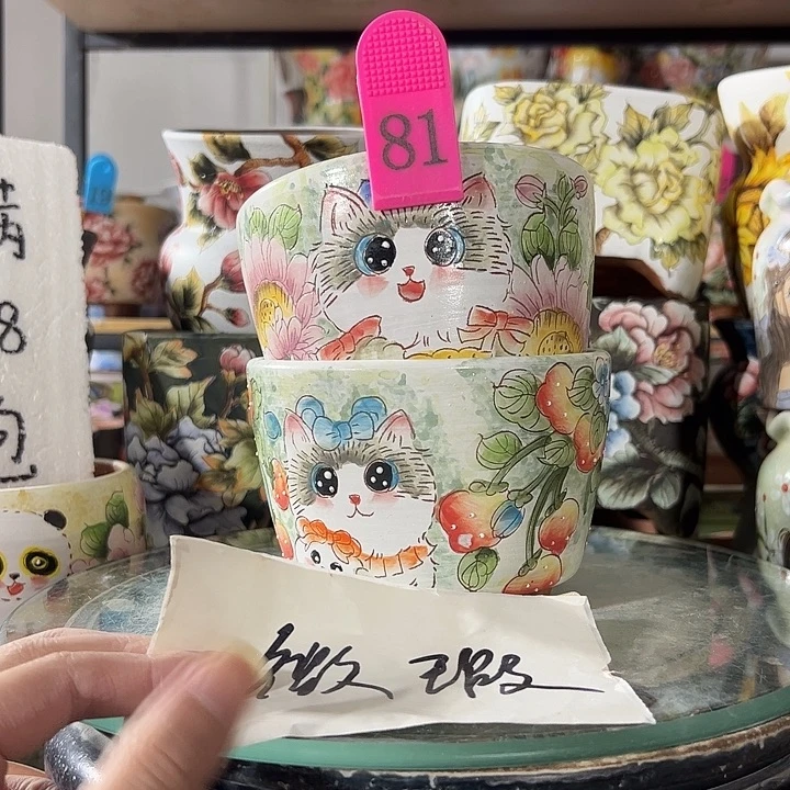 满38包邮 景德镇手绘花盆