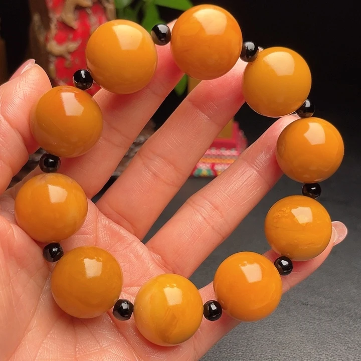 田黄石田黄石把件闲章大圆珠手串