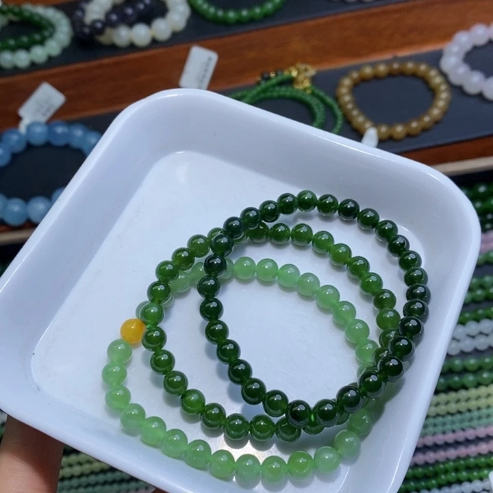 手链未镶嵌和田玉碧玉卡六手链一条