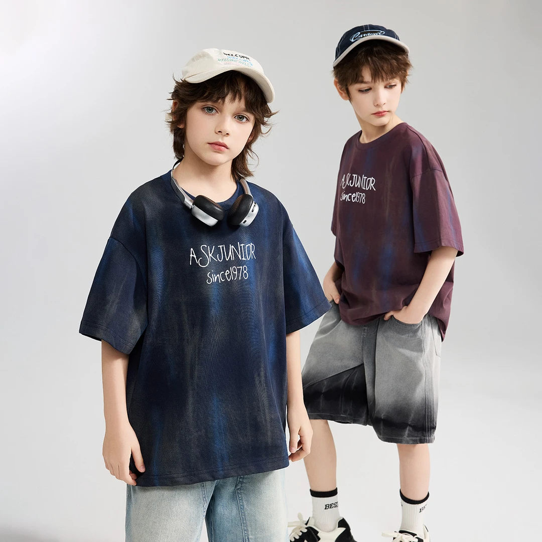 【多色喷印】男童短袖T恤25夏透气针织平纹半袖T恤AF2STR02000M sp