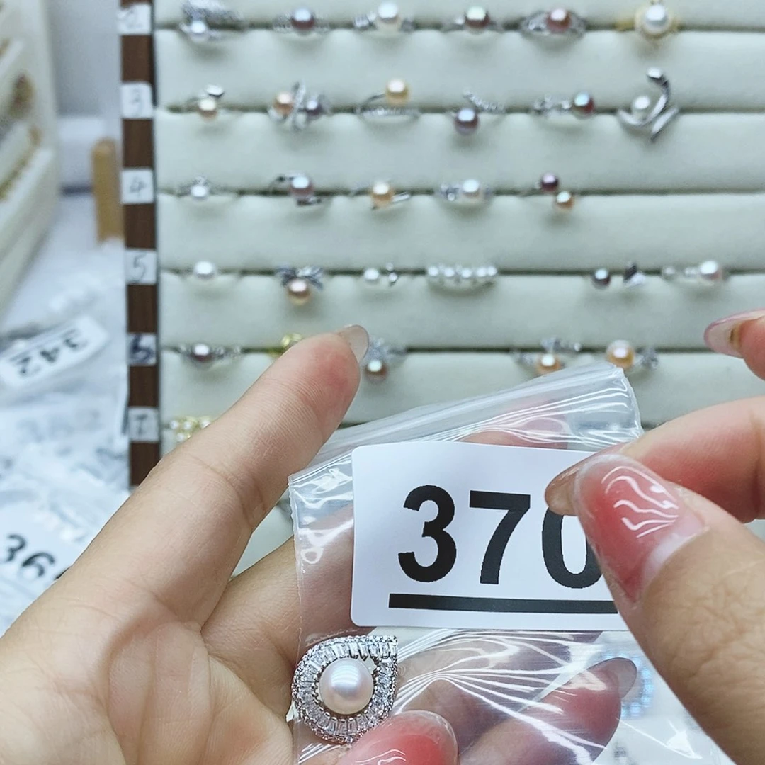 淡水珍珠戒指银S925镶嵌蘑****内370