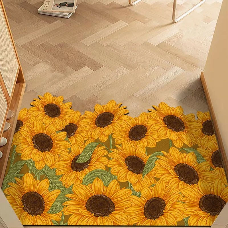 硅藻泥油画入户门地垫吸水速干门垫美式复古垫子家用进门玄关脚垫