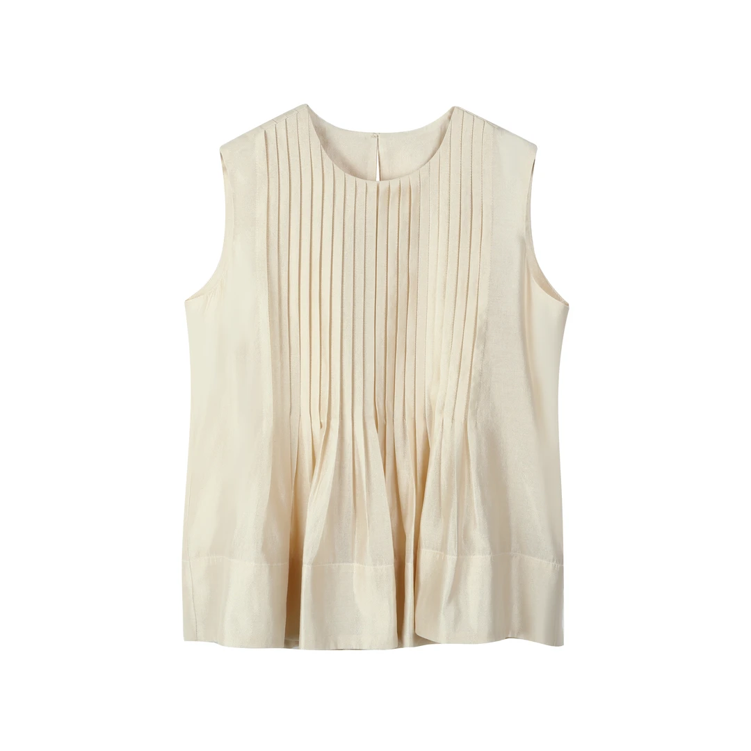 【CO订单】不规则褶皱圆领背心上衣0073