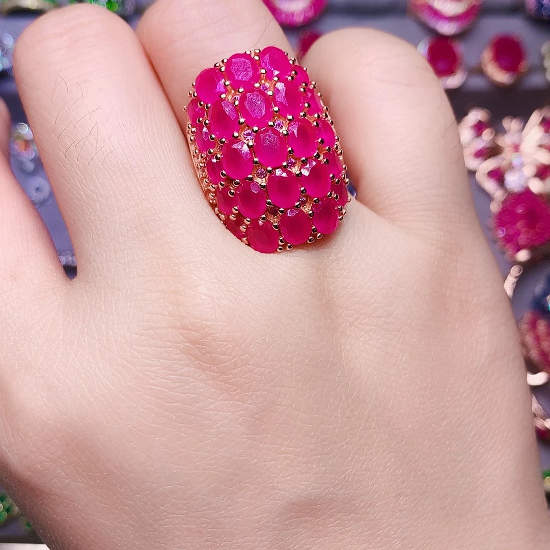 银S925镶嵌戒指红宝石