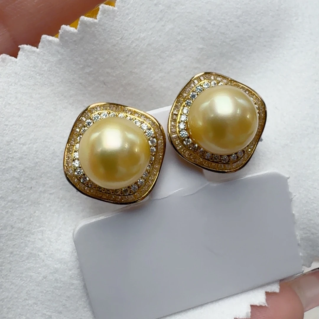 银S925镶嵌海水珍珠耳饰@@je202