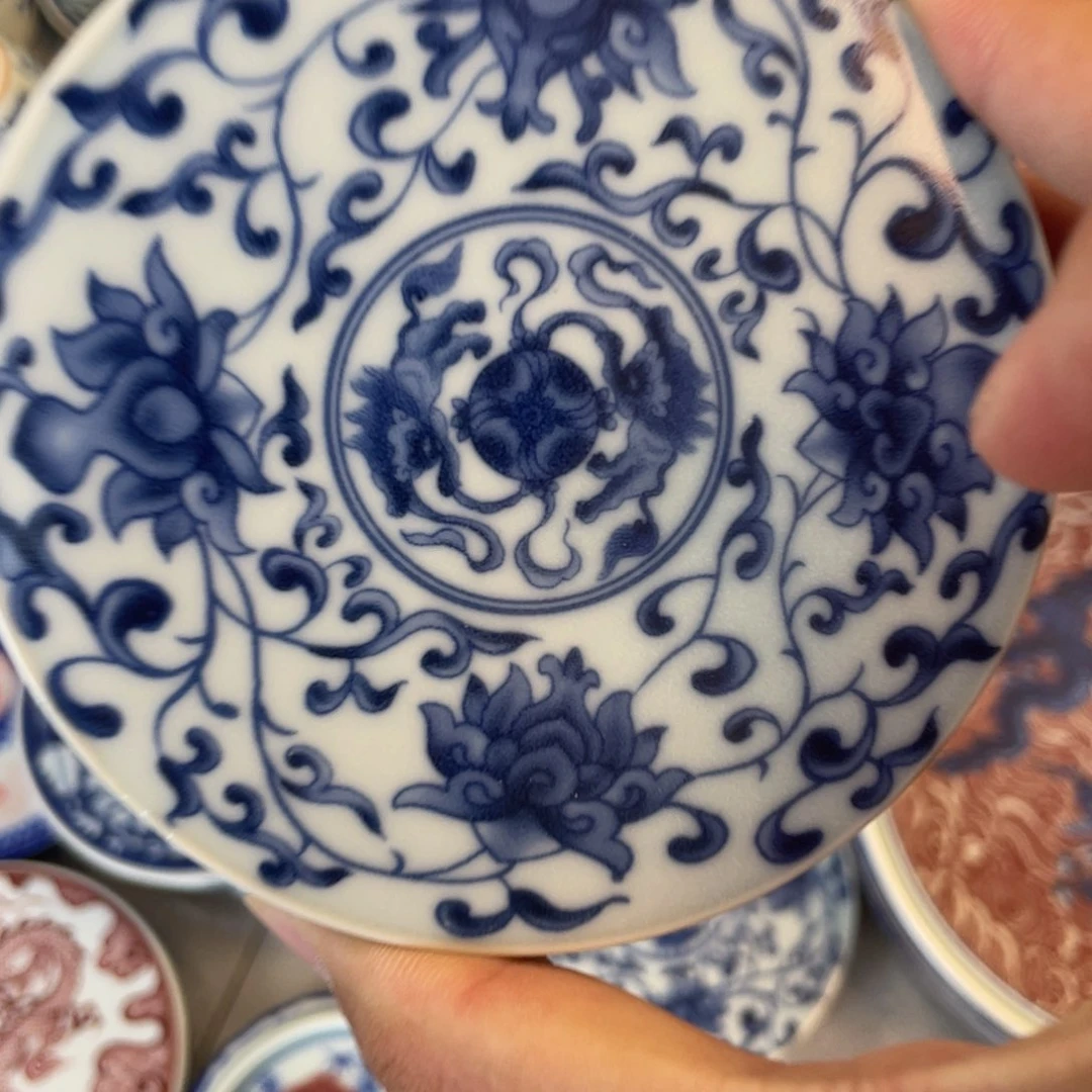 瓷片青花缠枝莲盖置