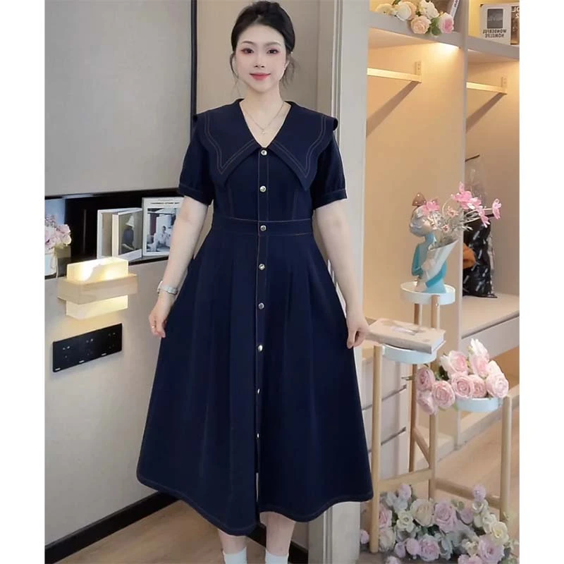 盐系高级感连衣裙新款法式极简风夏季通勤风V领短袖连衣裙D2776