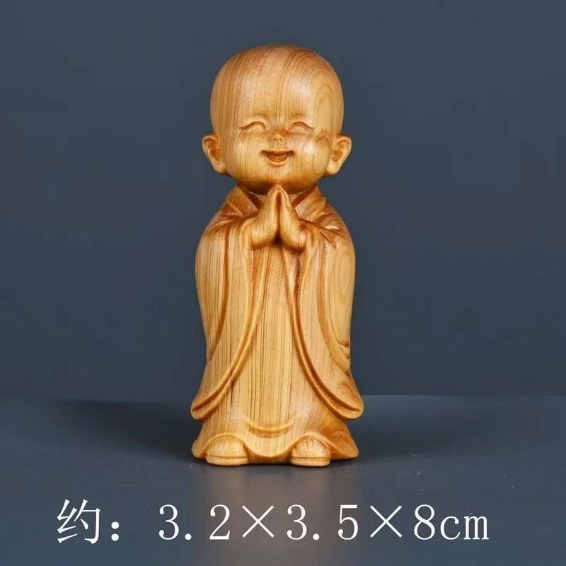 实木雕刻小沙弥手把件禅意