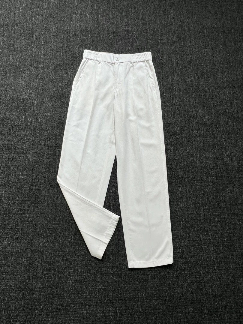 男士时尚天丝白色裤子男潮流休闲长裤百搭日系垂感直筒裤子休闲裤