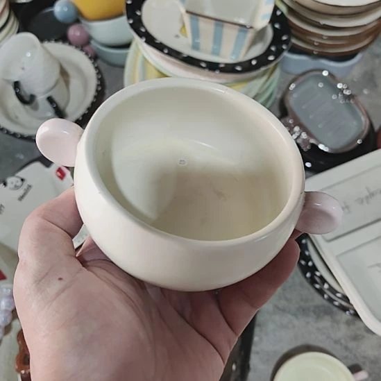 夏***天瑕疵陶瓷介意不拍双耳4寸
