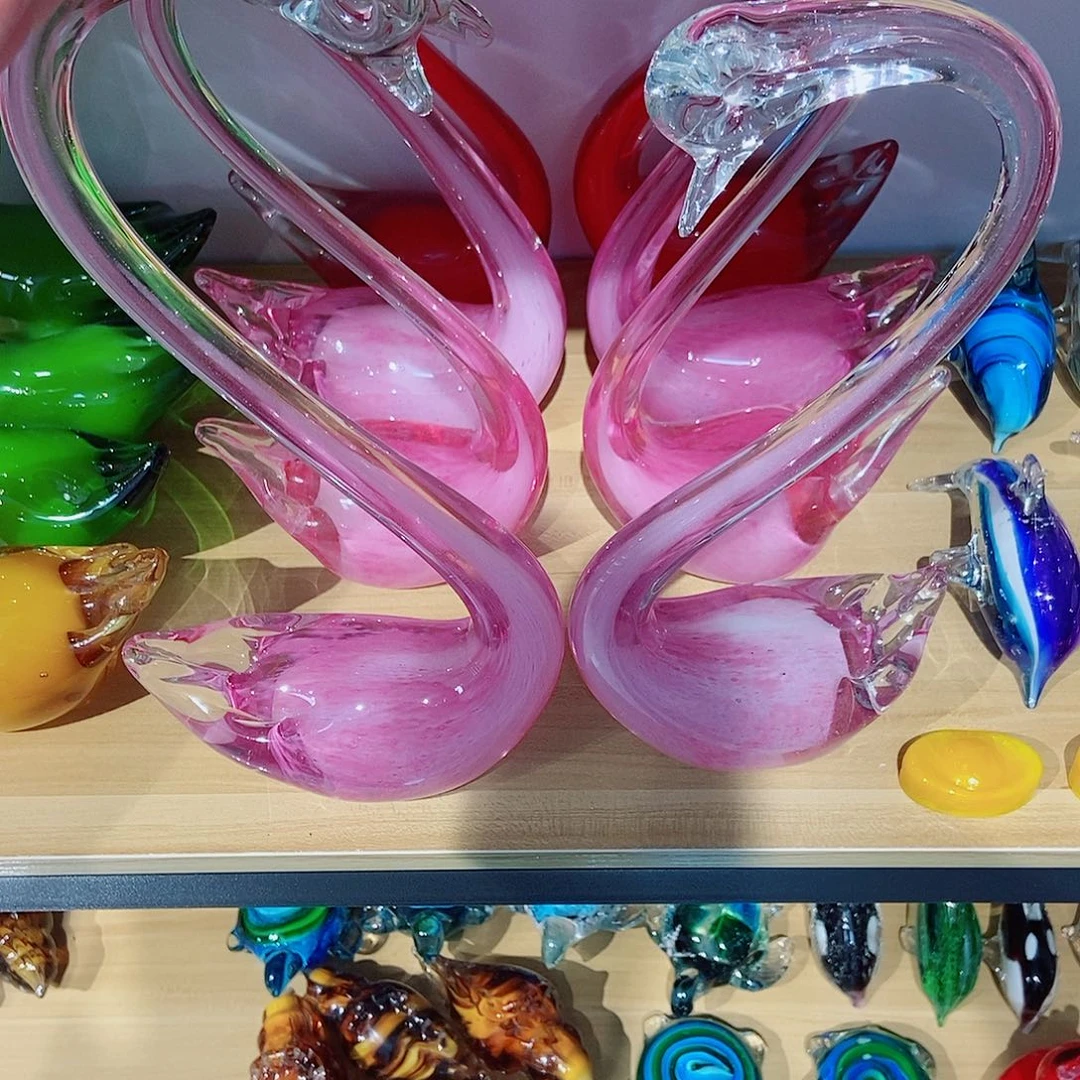 手工艺品琉璃微瑕天鹅一对