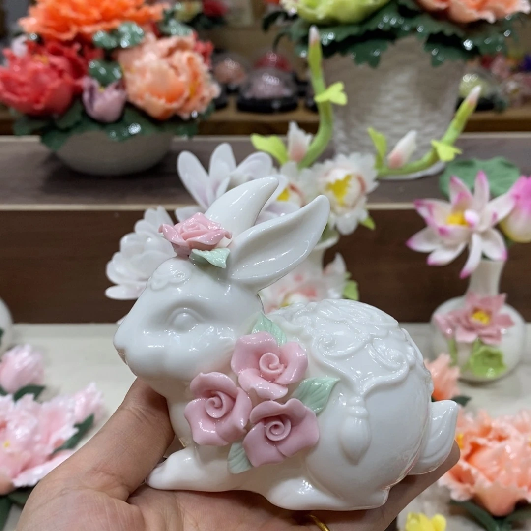 瓷片陶瓷手工花摆件