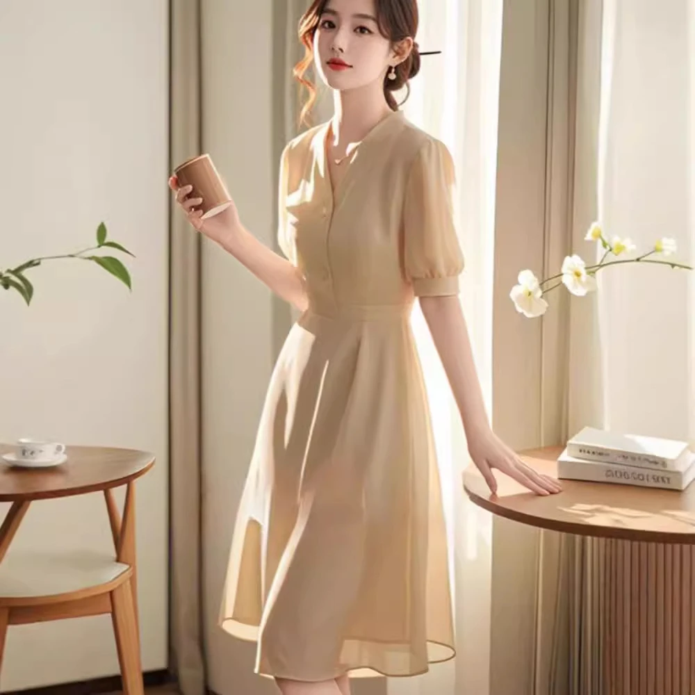 法式高端精致超好看裙子女装夏季2025新款气质绝美雪纺仙气连衣裙