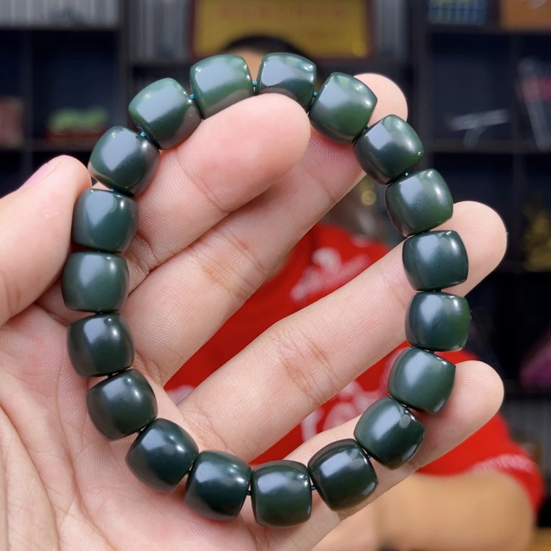 和田玉未镶嵌手串天然和田玉92年新疆塔县前三矿沙枣青特细卡12