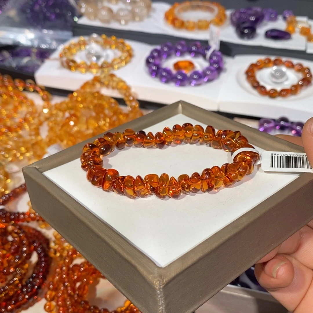 水晶未镶嵌手链天然巴西金红料碎银