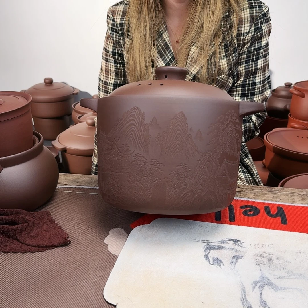 紫砂砂锅6升正品无暇