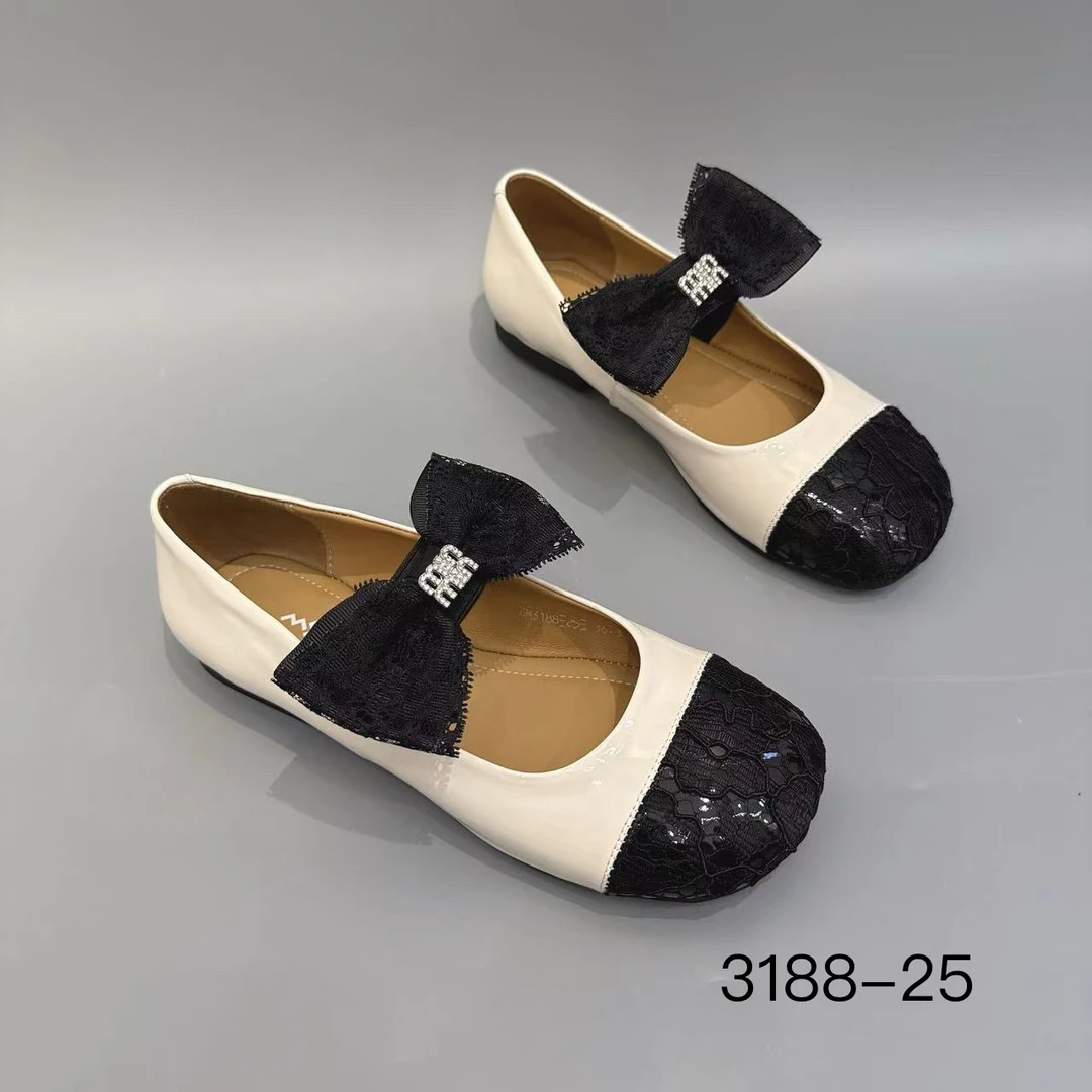 玛莎玛索夏季新款3188-25时尚百搭休闲拉带蝴蝶结瓢鞋拼色女鞋