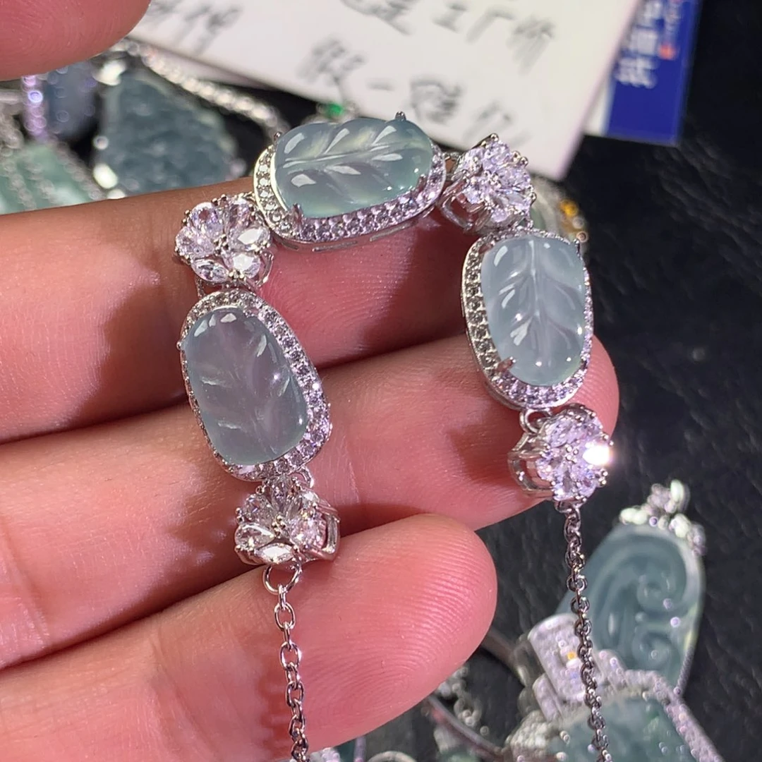 翡翠未镶嵌颈饰叶子手链